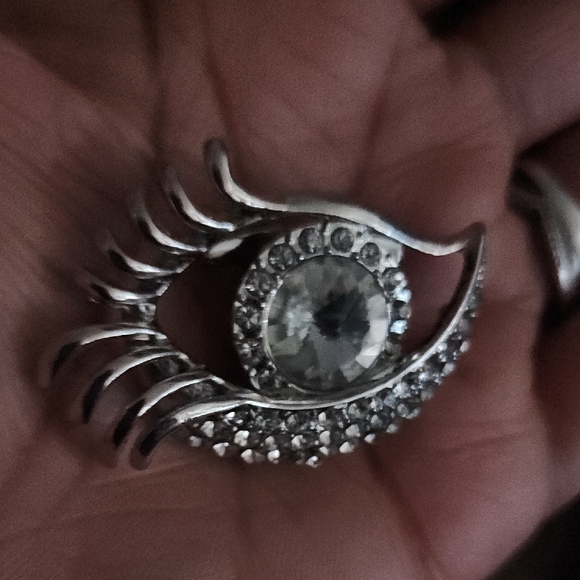 Silver Crystal Eye Brooch - Picture 3 of 4